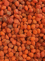 Close up of chamoy and chili coated gummy candies