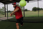Tap baseball hitting training tool in use
