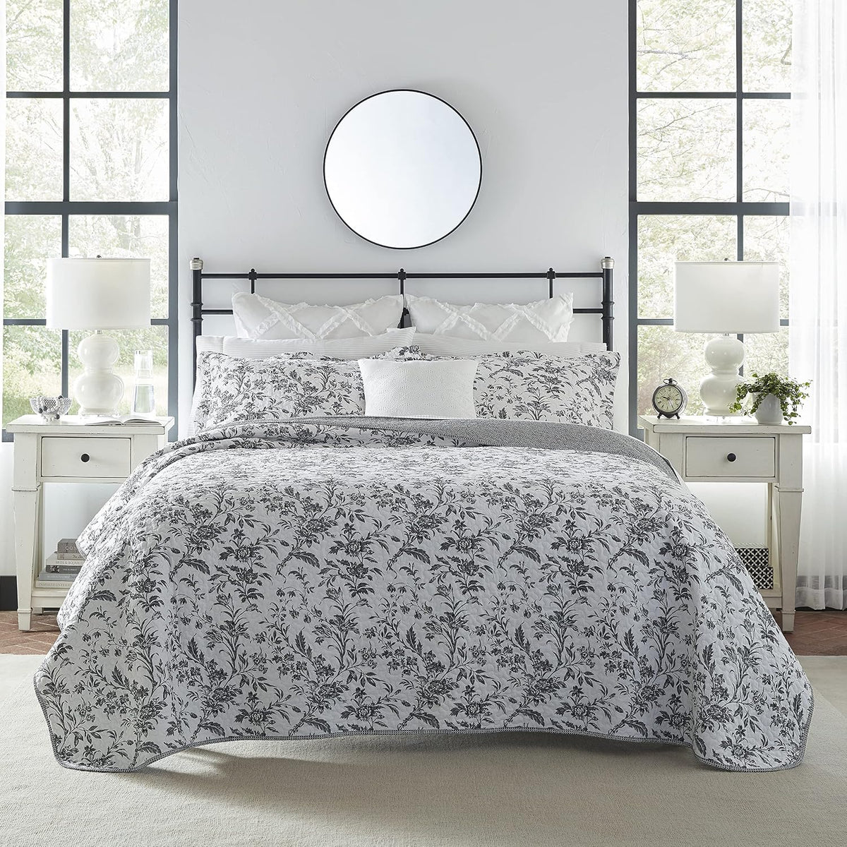 Laura Ashley - Twin Quilt Set, Soft & Lightweight Toile Bedding with Matching Shams, Reversible Floral Room Decor, College Dorm Room Essentials (Amberley Soft Blue) - Image 12
