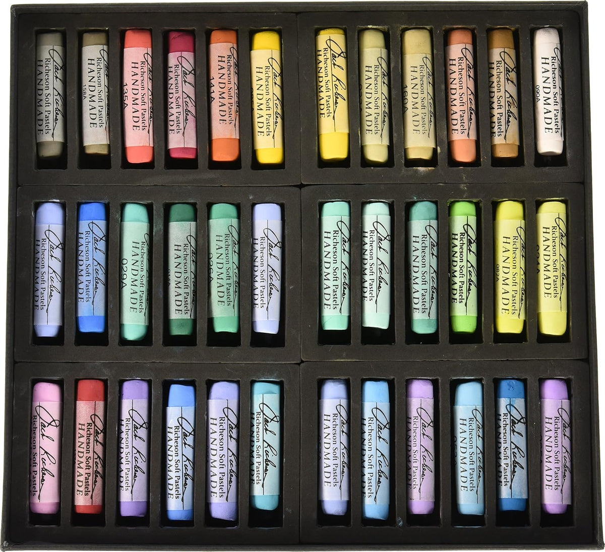 Jack Richeson hand-rolled soft pastels full stick size showcase and color palette