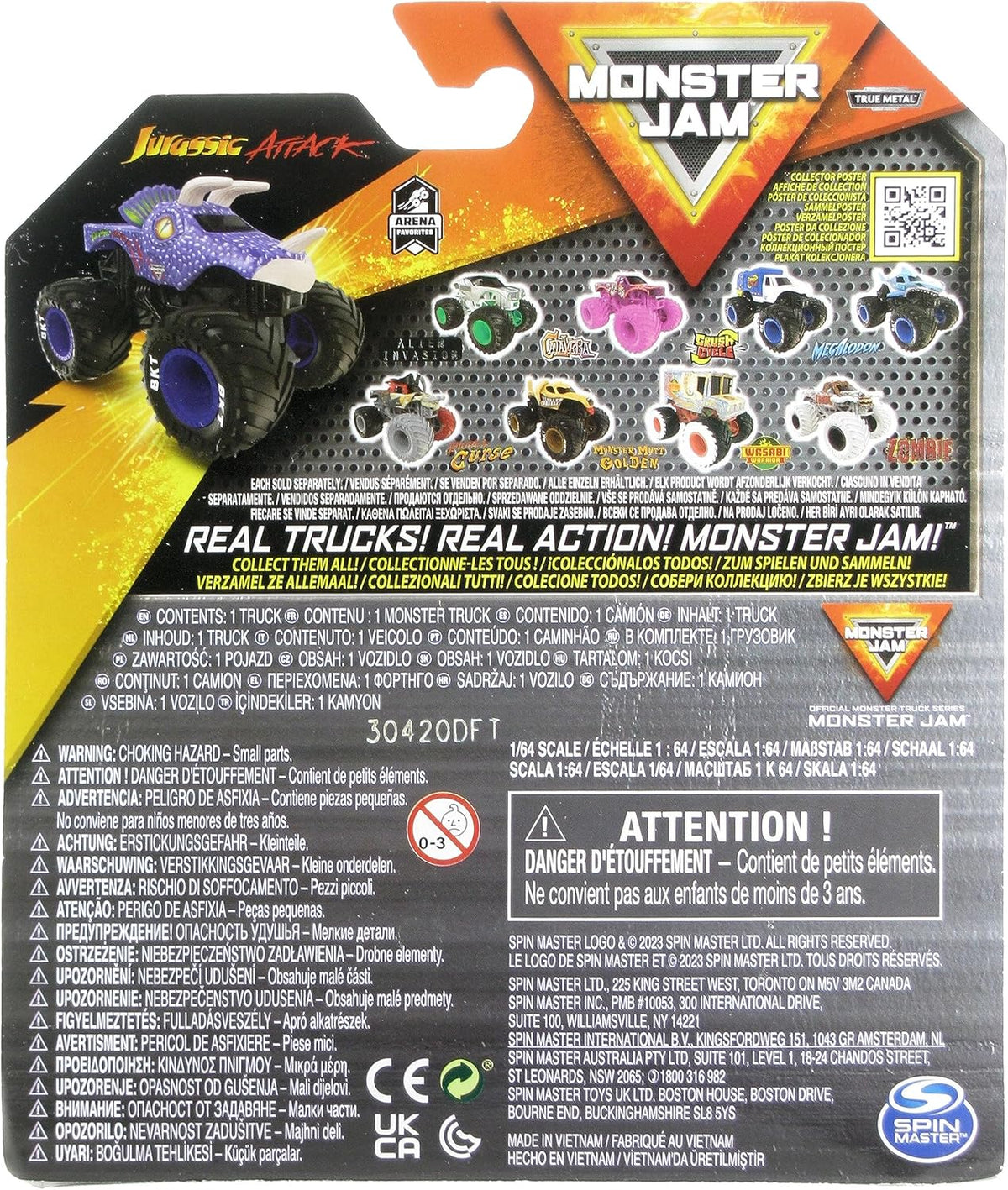 Monster Jam 1:64 scale Jurassic Attack truck side profile