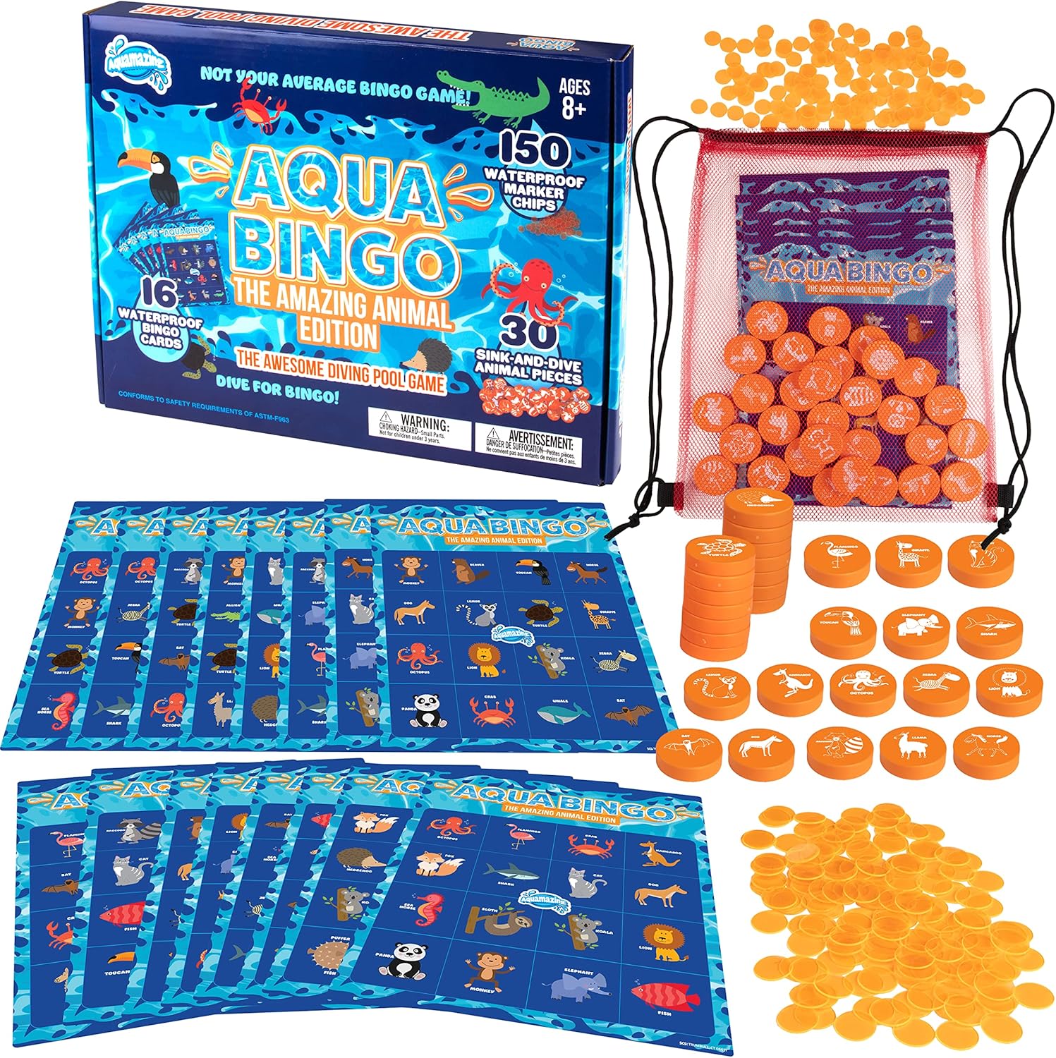 SCS Direct Pool Bingo Diving Game package front view featuring colorful animal themed graphics.