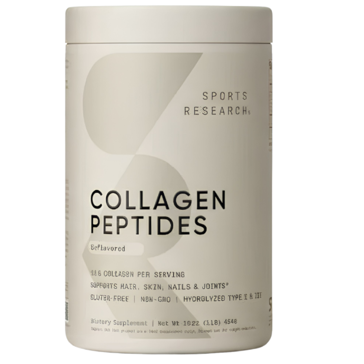 Sports Research Collagen Peptides unflavored powder 16 ounce jar front view