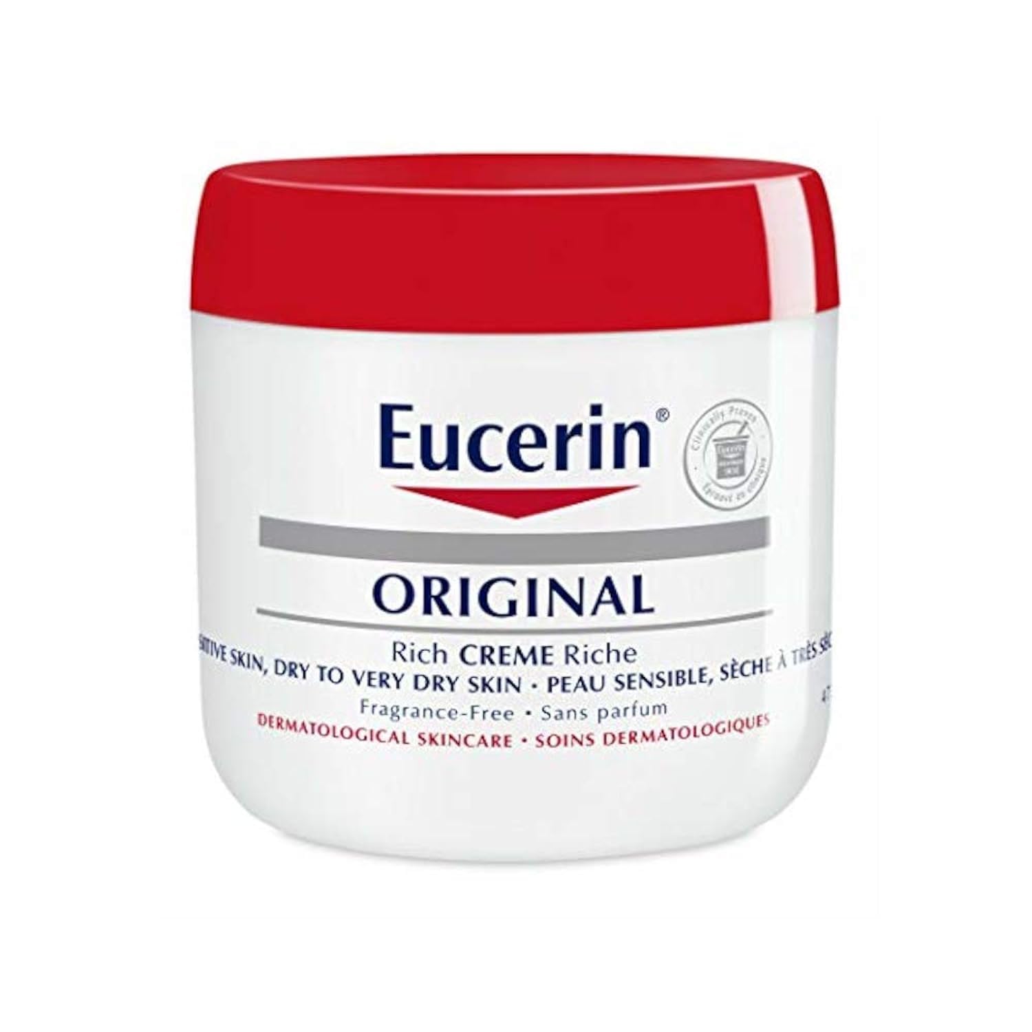 Eucerin Original Healing Moisturizing Creme 16 Ounce Jar front view for dry skin