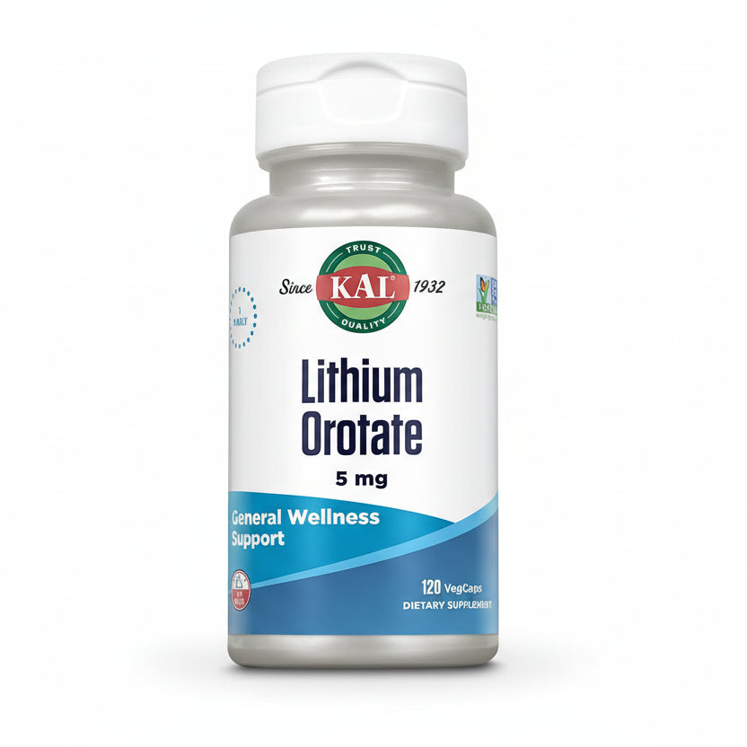 KAL Lithium Orotate one hundred twenty capsules front view brain health supplement India