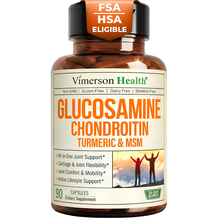 Vimerson Health Glucosamine Chondroitin MSM bottle front view for joint support.