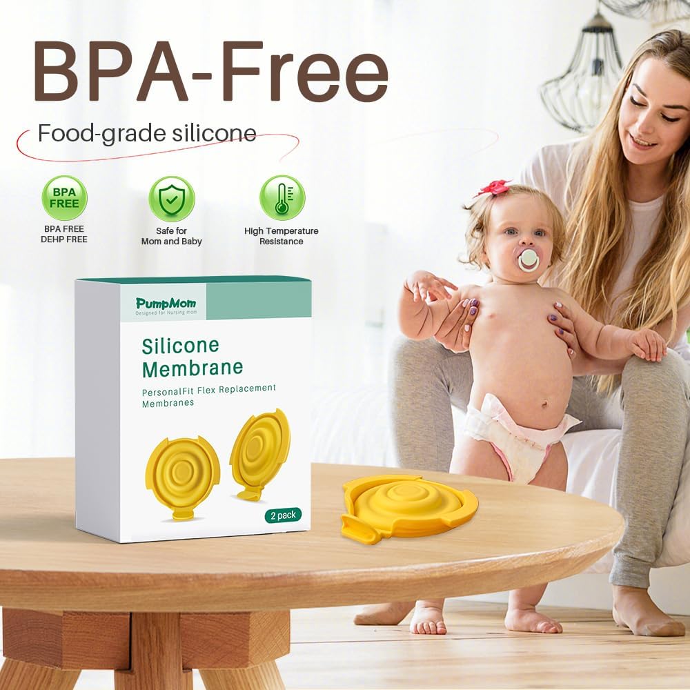 PumpMom Replacement Silicone Membranes Compatible With Medela PersonalFit Flex Connectors Pump In Style MaxFlow Swing Maxi Freestyle Flex BPA Free 2 Pack