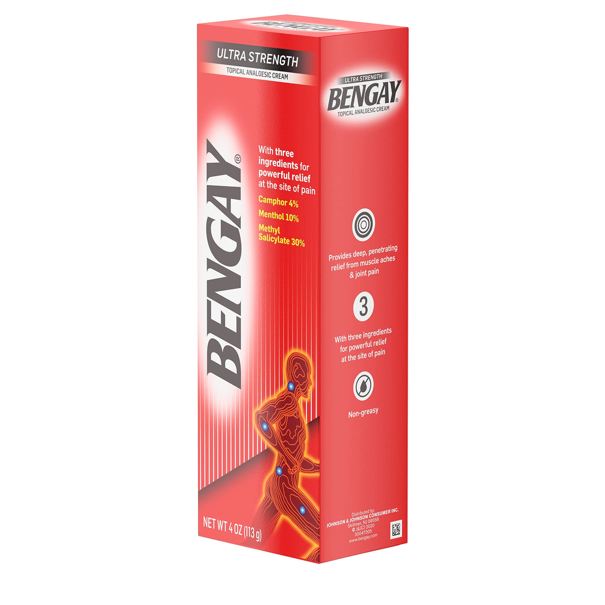 Bengay Ultra Strength Pain Relief Cream 4 oz box left angle view
