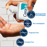 CeraVe Acne Control Cleanser clear gel texture - developed with dermatologists, non-comedogenic, fragrance-free, paraben-free