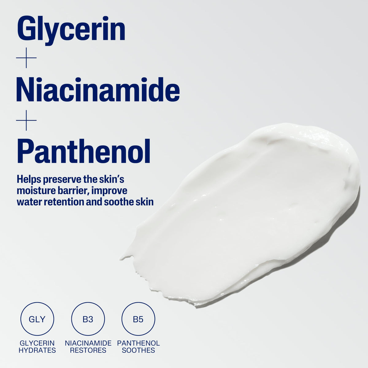 Cetaphil Moisturizing Cream texture with glycerin niacinamide and panthenol for the moisture barrier