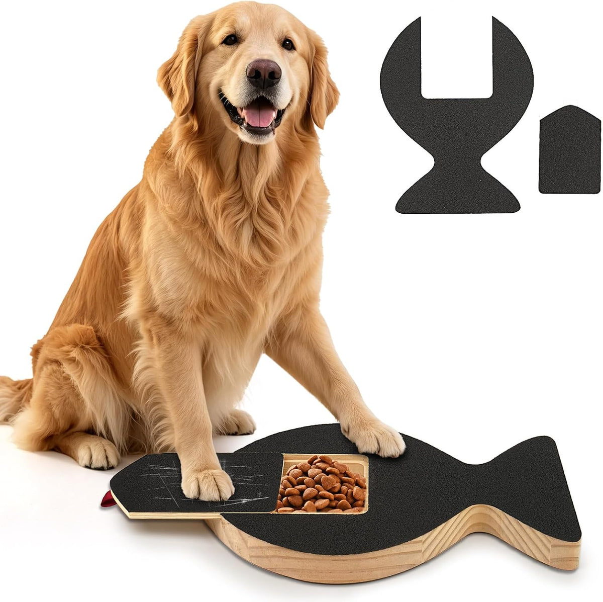 Brivel Dog Nail Scratch Board With Hidden Treat Box Natural Pine Wood Interactive Nail Filing Board With Extra Sandpapers And Non-Slip Pad