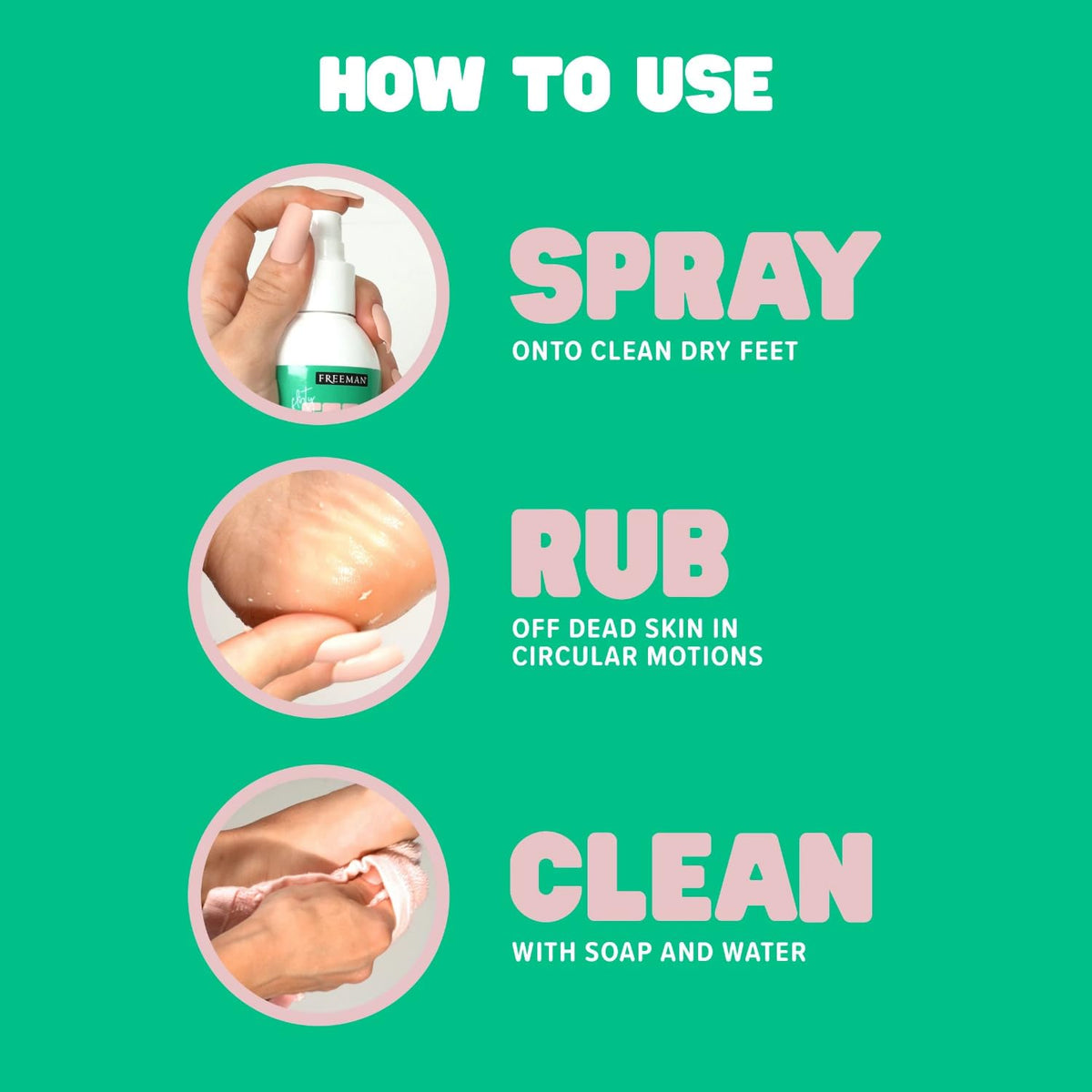 Freeman foot peeling spray close up of label details