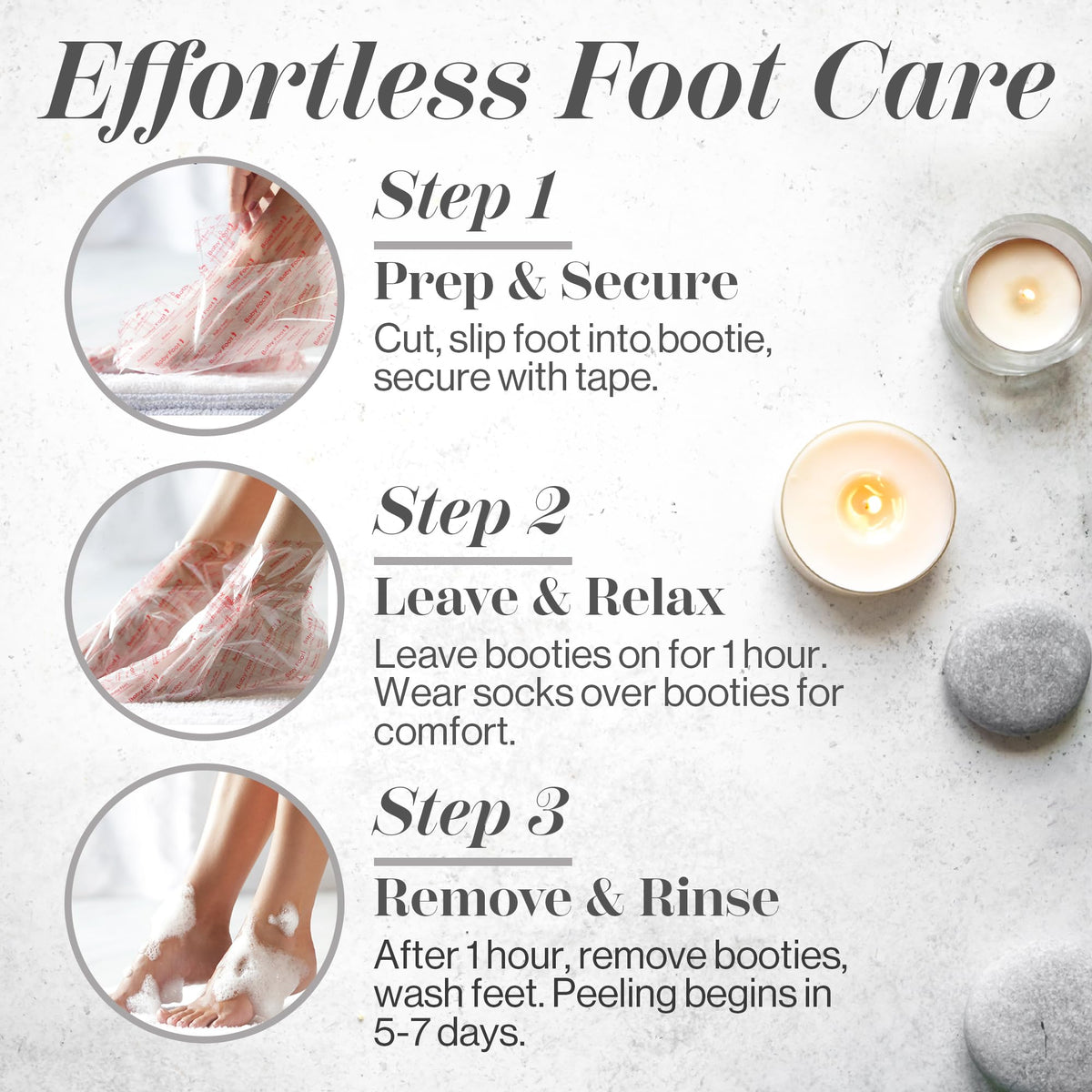 Foot exfoliation booties for rough cracked skin treatment