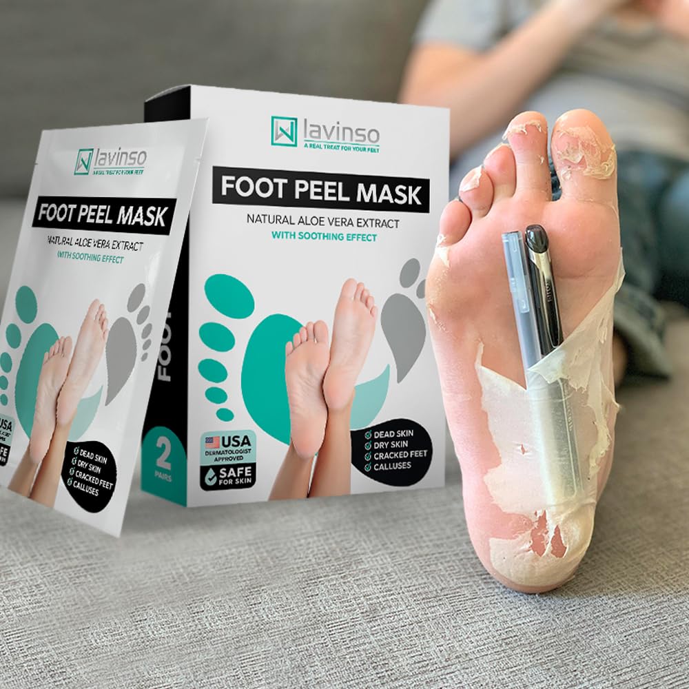 LV Lavinso foot care treatment showing ingredients and usage steps