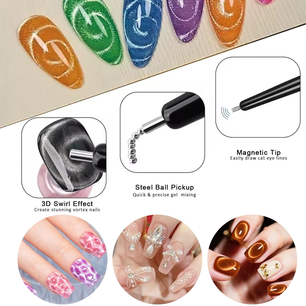 Professional nail art magnet set components