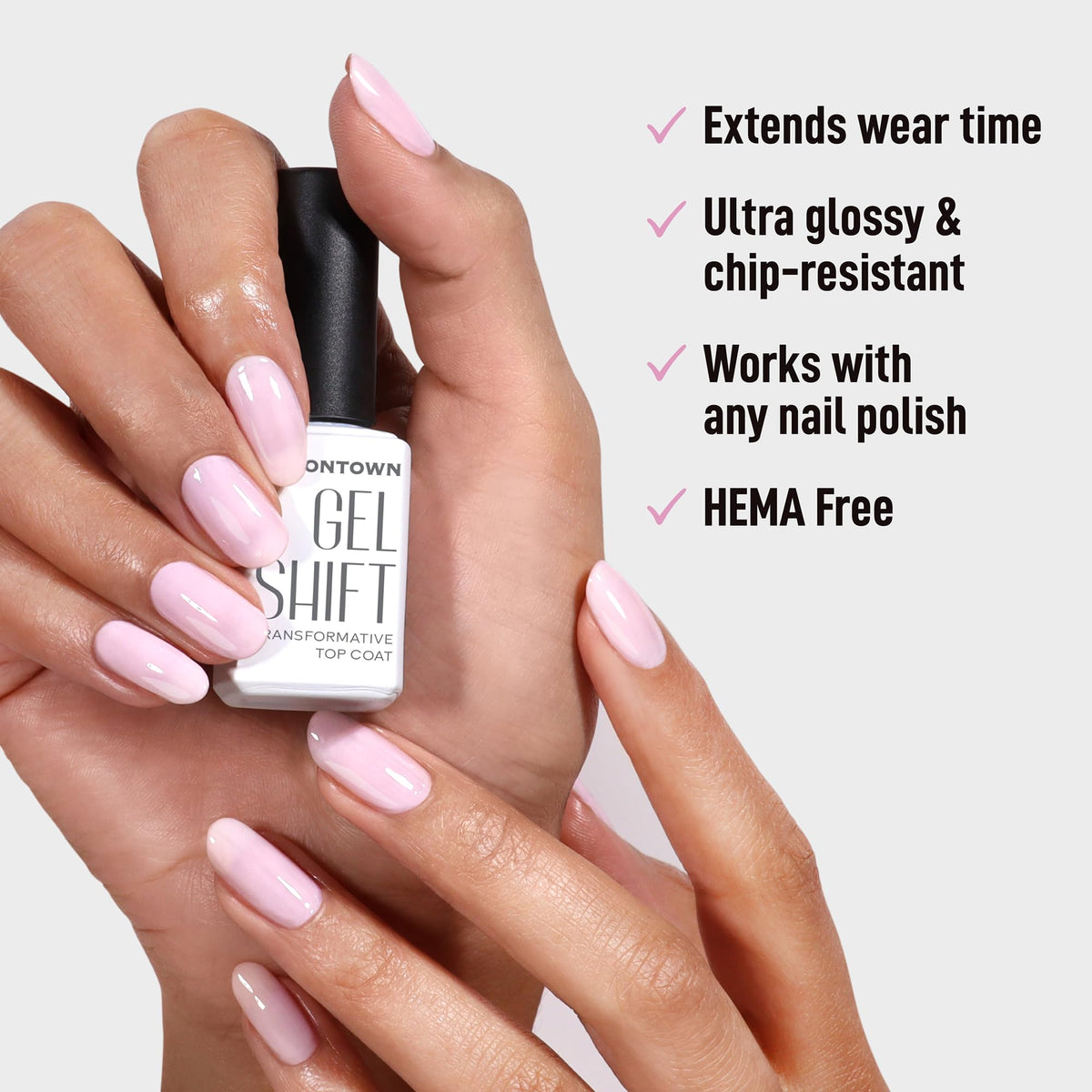 Londontown shiny chip resistant top coat application on freshly painted colorful nails