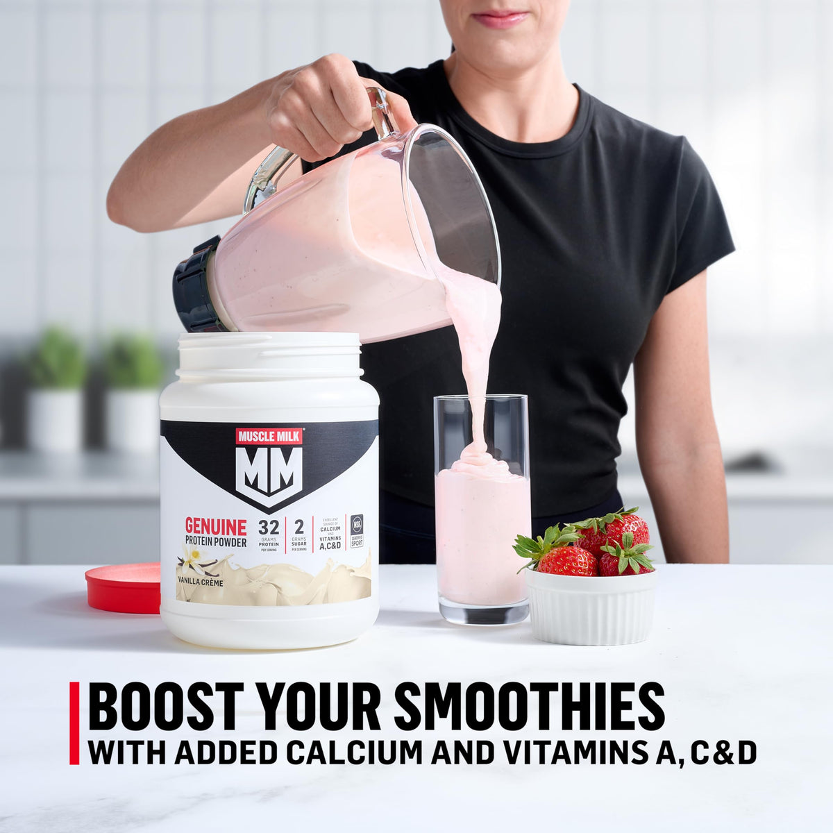 Muscle Milk Genuine protein powder ingredients list and vitamins information