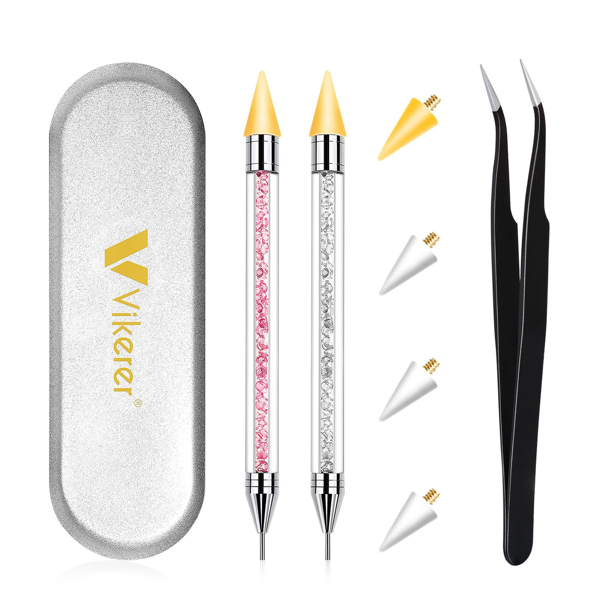 Close up of Kaychan dual-ended nail art applicator with wax tip
