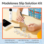 Modelones poly gel kit with dual nail forms and clips display