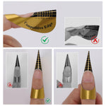 Detail shot of self-adhesive backing on nail form