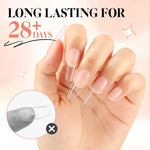 Step-by-step application of Una Gella gel glue on nail tip