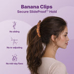 Goody SlideProof banana hair clips package featuring two premium styling accessories
