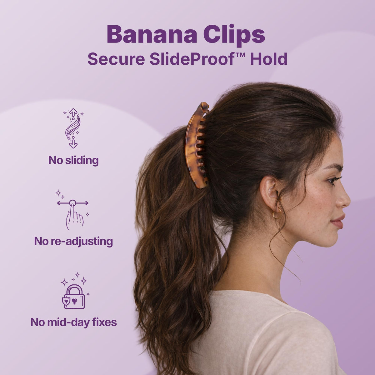 Goody SlideProof banana hair clips package featuring two premium styling accessories
