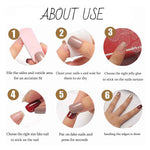 Side profile of long coffin shaped pink gradient press on nails