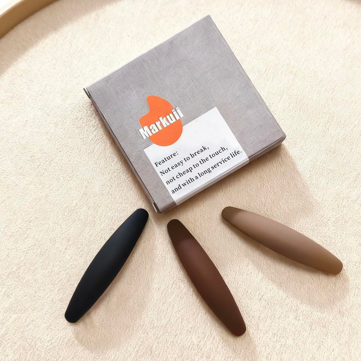USA imported authentic BendJoy minimalist hair barrettes packaging view