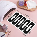 Side view of NAILWIND nail protectors showing flexible alignment on different finger sizes for DIY nail art