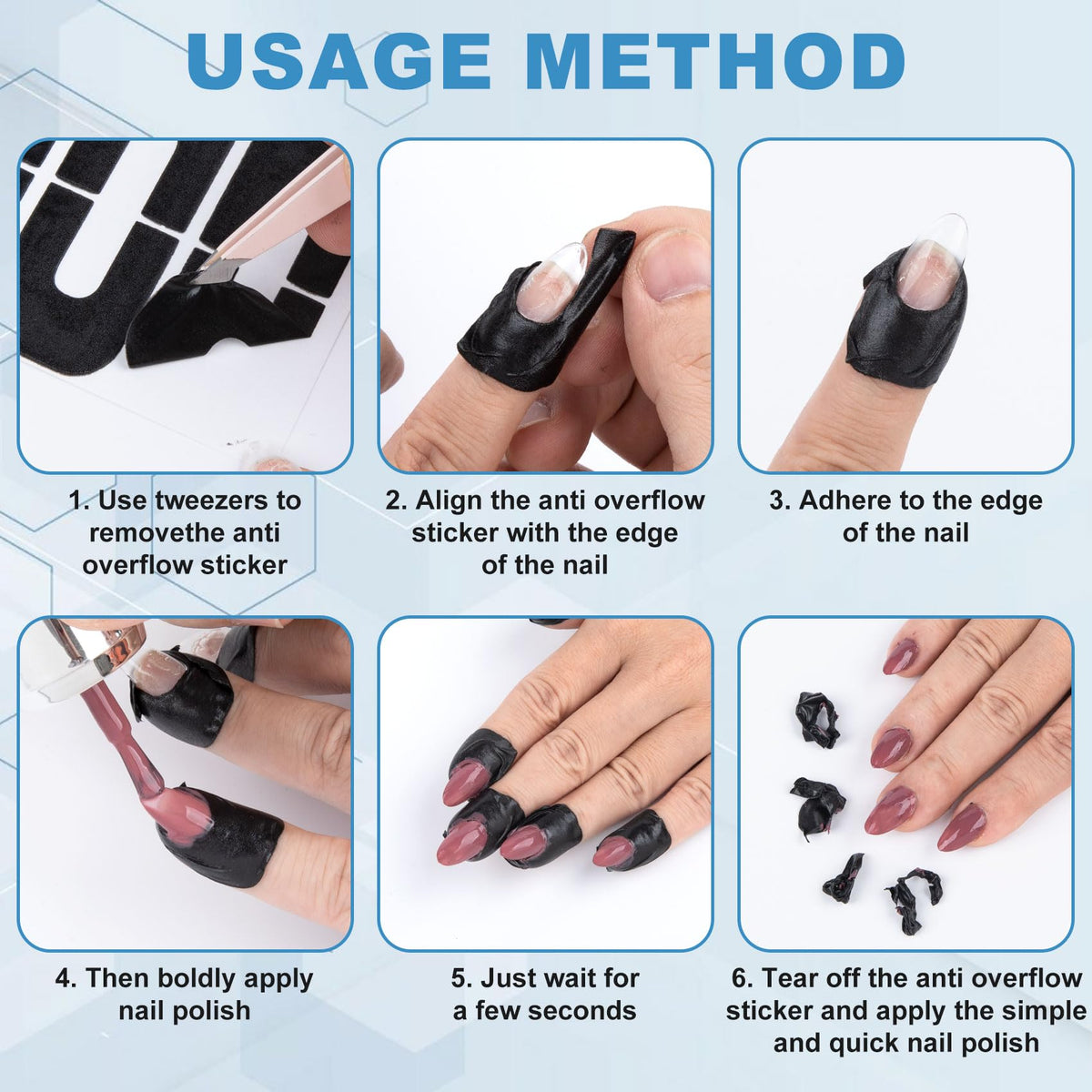 Waterproof soft finger guards shield for French manicure and stamping art