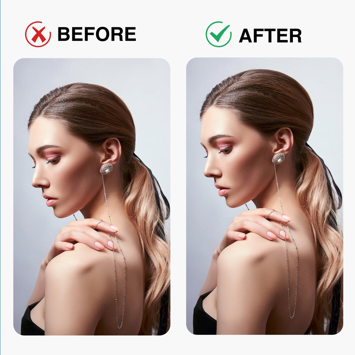 Model demonstrating updo hairstyle with hair padding insert