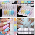 Stzpronail sugar coating effect nail powder swatches on a display stick.