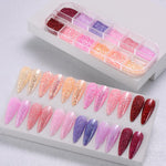 A grid view of Stzpronail multi color nail art dipping powder.