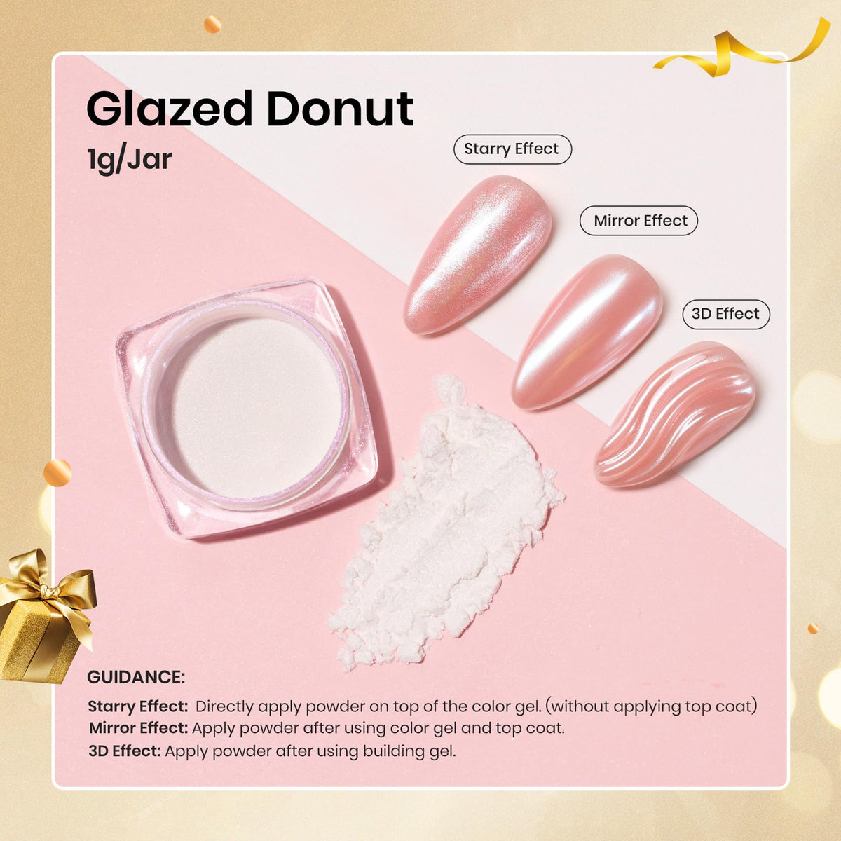 Application of holographic pigment on polished nails