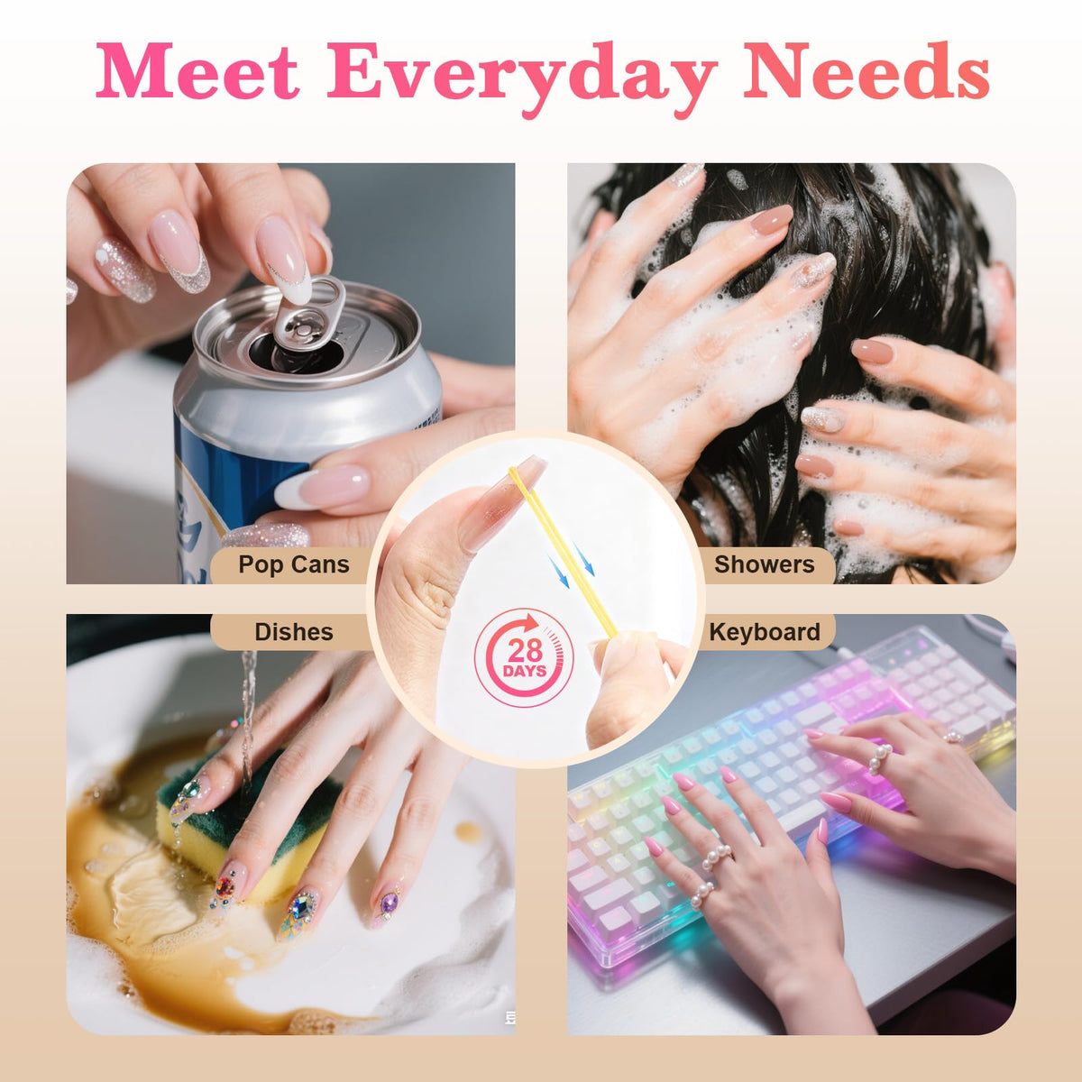 Application of CurvLife semi-solid glue on natural nails