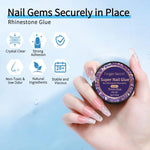 Glitz nail rhinestone glue texture close up