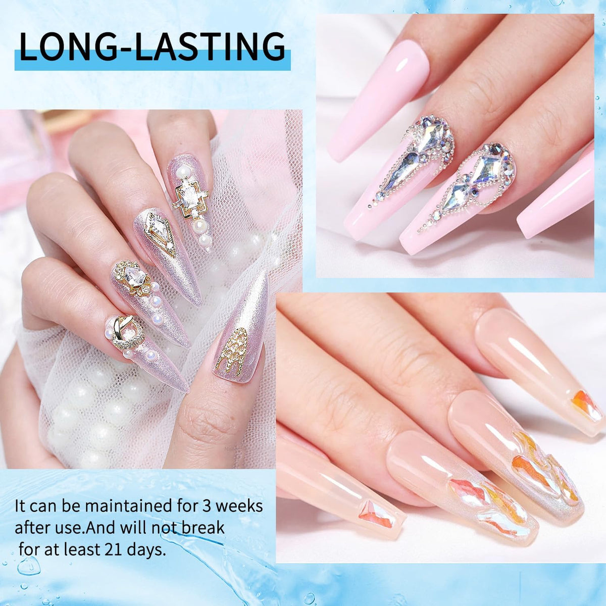 Glitz UV LED cured nail adhesive for salon use
