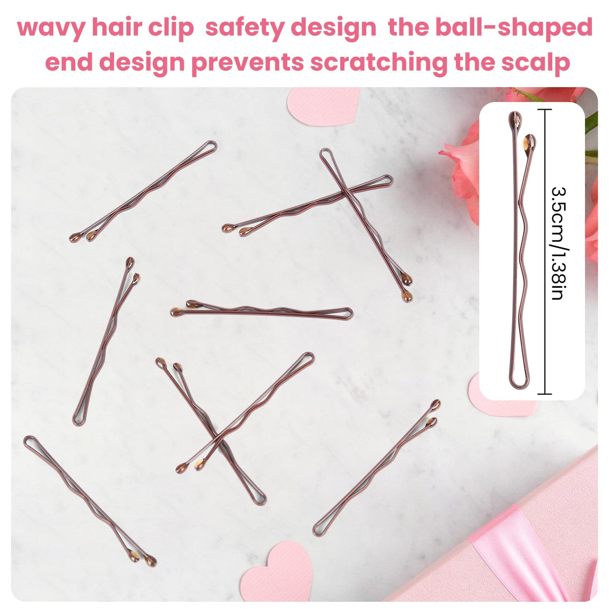 Rust proof double coated brown styling pins for securing neat updos and buns