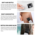Three colorful hair dye squeeze bottles arranged side by side highlighting the durable polyethylene material.