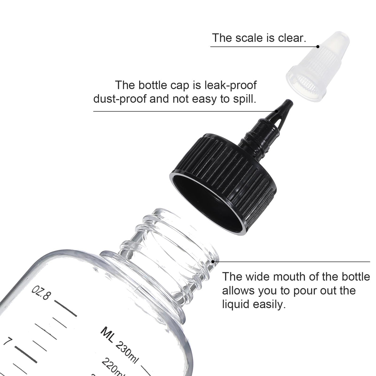 Two pack of clear squeeze bottles for hair color and salon styling treatments.