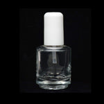 Two pack of empty refillable glass containers for nail treatments and custom formulas with secure airtight caps.