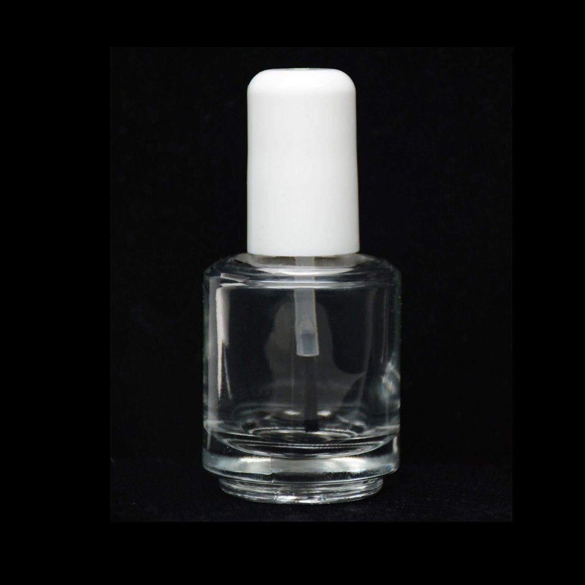 Two pack of empty refillable glass containers for nail treatments and custom formulas with secure airtight caps.