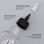 Side angle of the sixteen point nine fluid ounce hair color applicator bottle