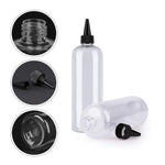 Close up of the leak proof black cone lid on a clear five hundred millilitre plastic bottle