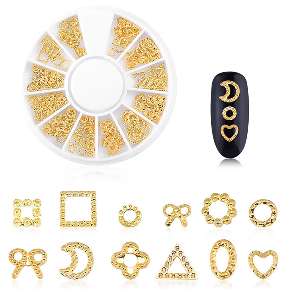 Imported gold nail jewelry set suitable for acrylic and gel manicure decoration