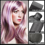 Ergonomic black trigger mechanism of the continuous fine mist water sprayer for salon hairdressing.