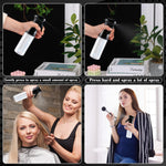 The complete two-piece hair styling combo showcasing the clear measurement scale markings on the oil applicator bottle.