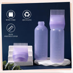 Squeezable plastic hair dye bottle with comb head detachment