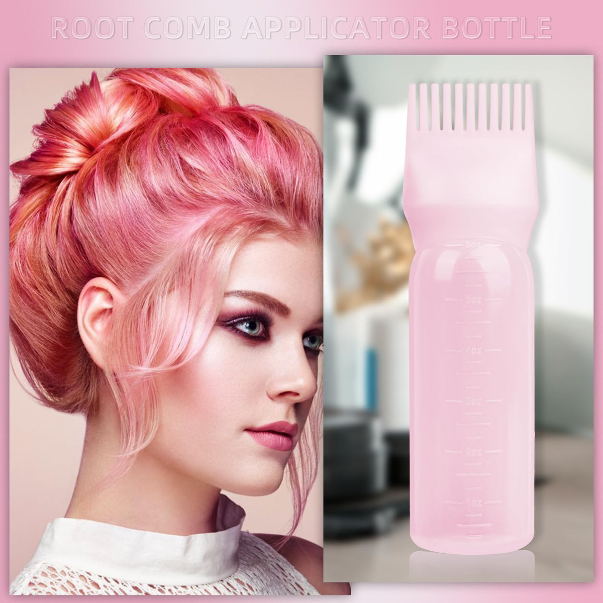 Compact travel ready presentation of the lightweight and washable plastic root applicator bottle set.